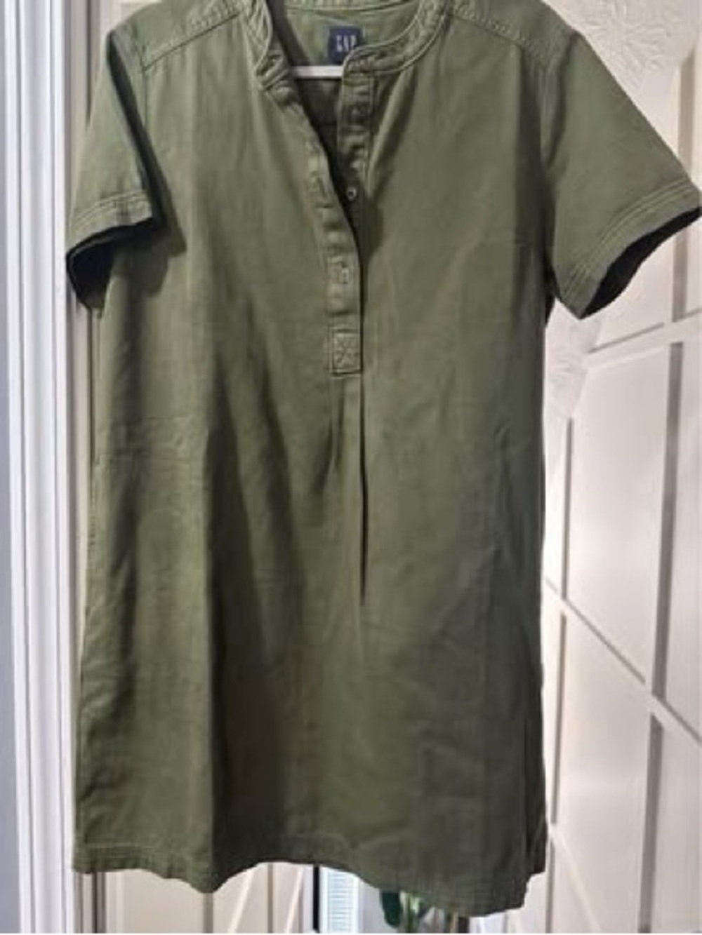 GAP Olive Green Short Sleeve Henley Dress
